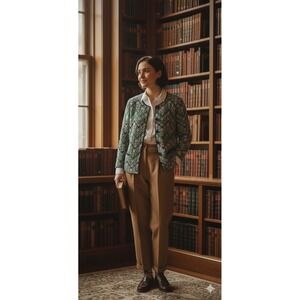 Vintage Pendleton Silk Cotton Cardigan M Chevron Grandpacore Heritage Luxury